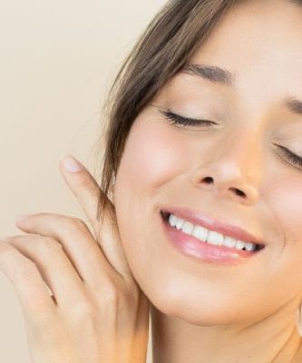 A woman's face showing her smooth and radiant skin