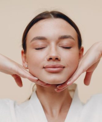 Flawless skin being shown by a woman